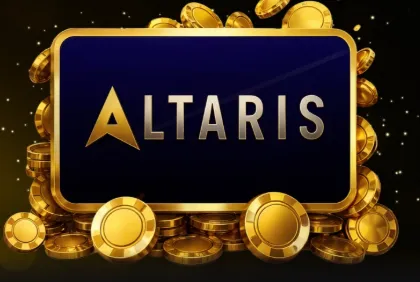 Logo Altaris na ekranie otoczonym złotymi monetami